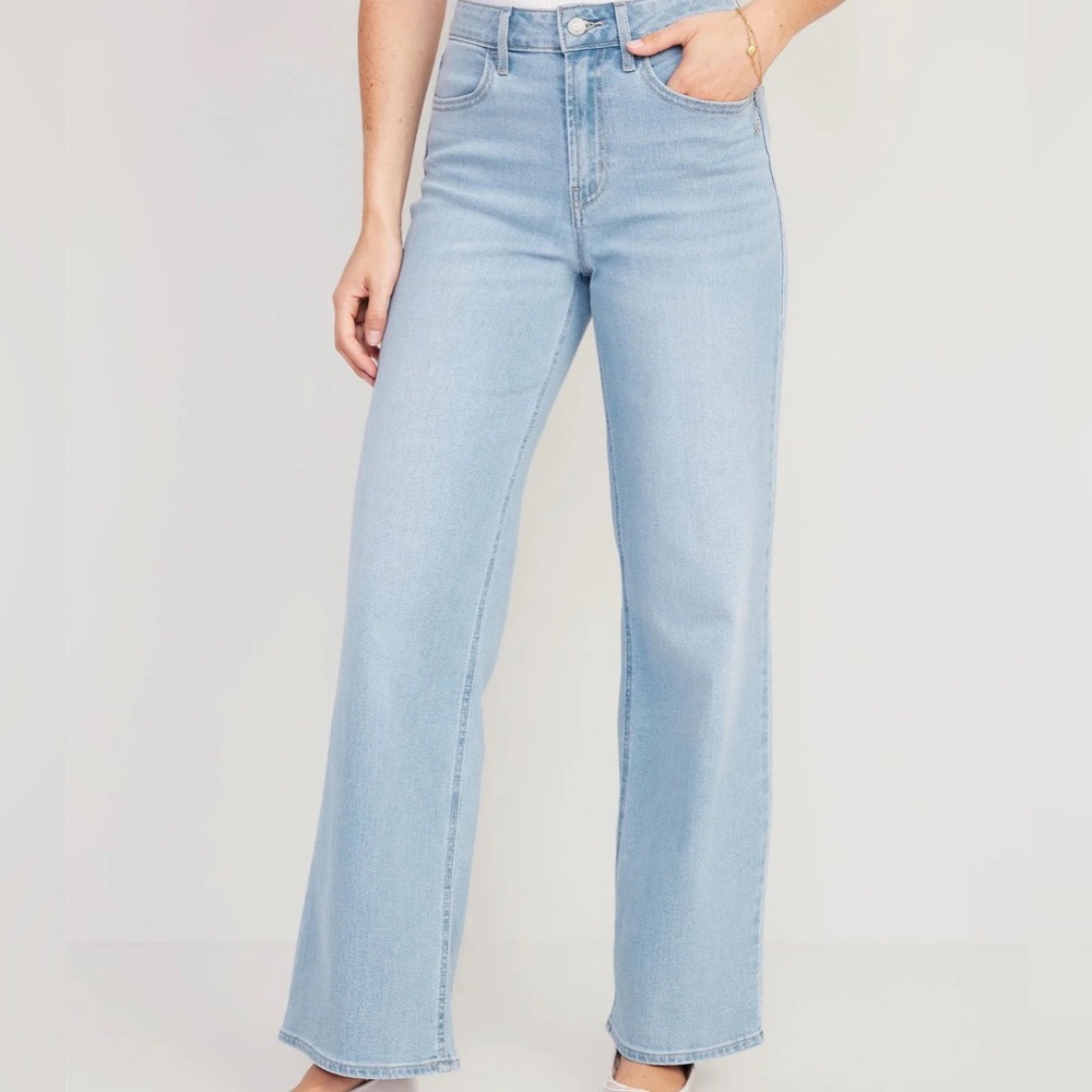 Old Navy Women’s High Rise Wow Wide Leg Jeans Size 18 Light Blue Wash Denim